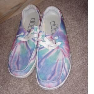 2/$30 Women's Hey Dude Casual Comfort Shoes 6 Tye Dye Rose Candy